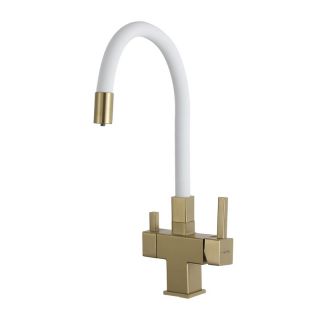 Смеситель для кухни Gappo G4395-33 с подключением фильтра питьевой воды и гибким изливом золото/белый